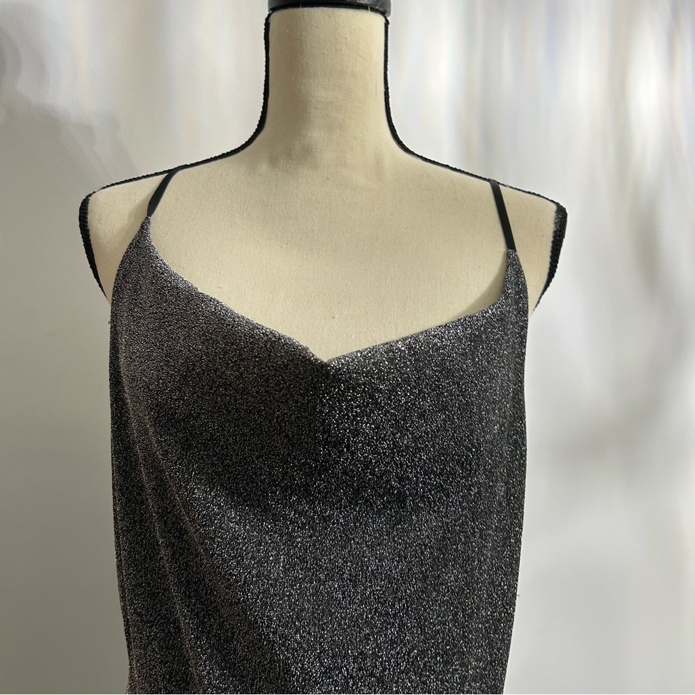 SHEIN Classy Elegant Gray Sparkly Maxi Sleeveless Sexy Bodycon Dress - Picture 4 of 9
